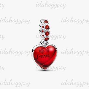 Pandora Red Murano Glass Heart Double Dangle Charm